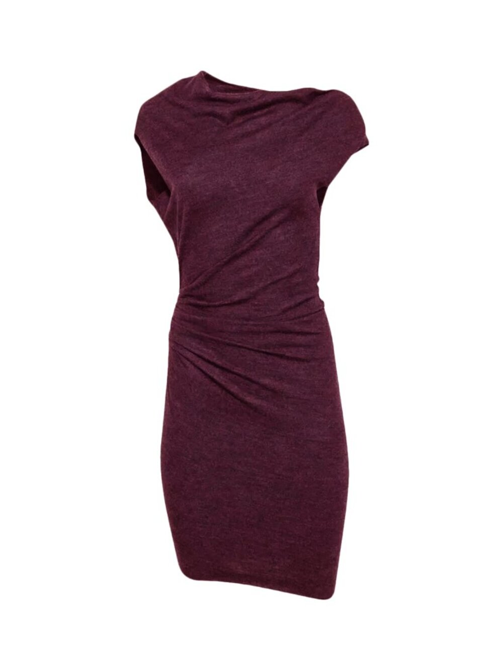 Helmut Lang Sonar Asymmetric Wool Dress (Burgundy) – Size P